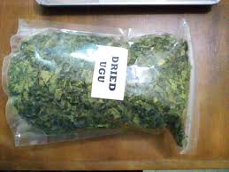 Fresh and dried Pumpkin leaf ( ugu) €5 per bunch / pack